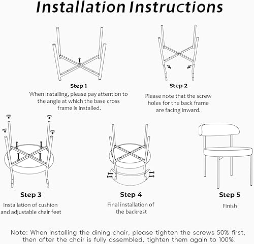 Miniatura 8 de SoarFlash Sillas de comedor, Beige Boucle Sillas de comedor Juego de 4, sillas de comedor de cocina con respaldo curvado tapizado de mediados de