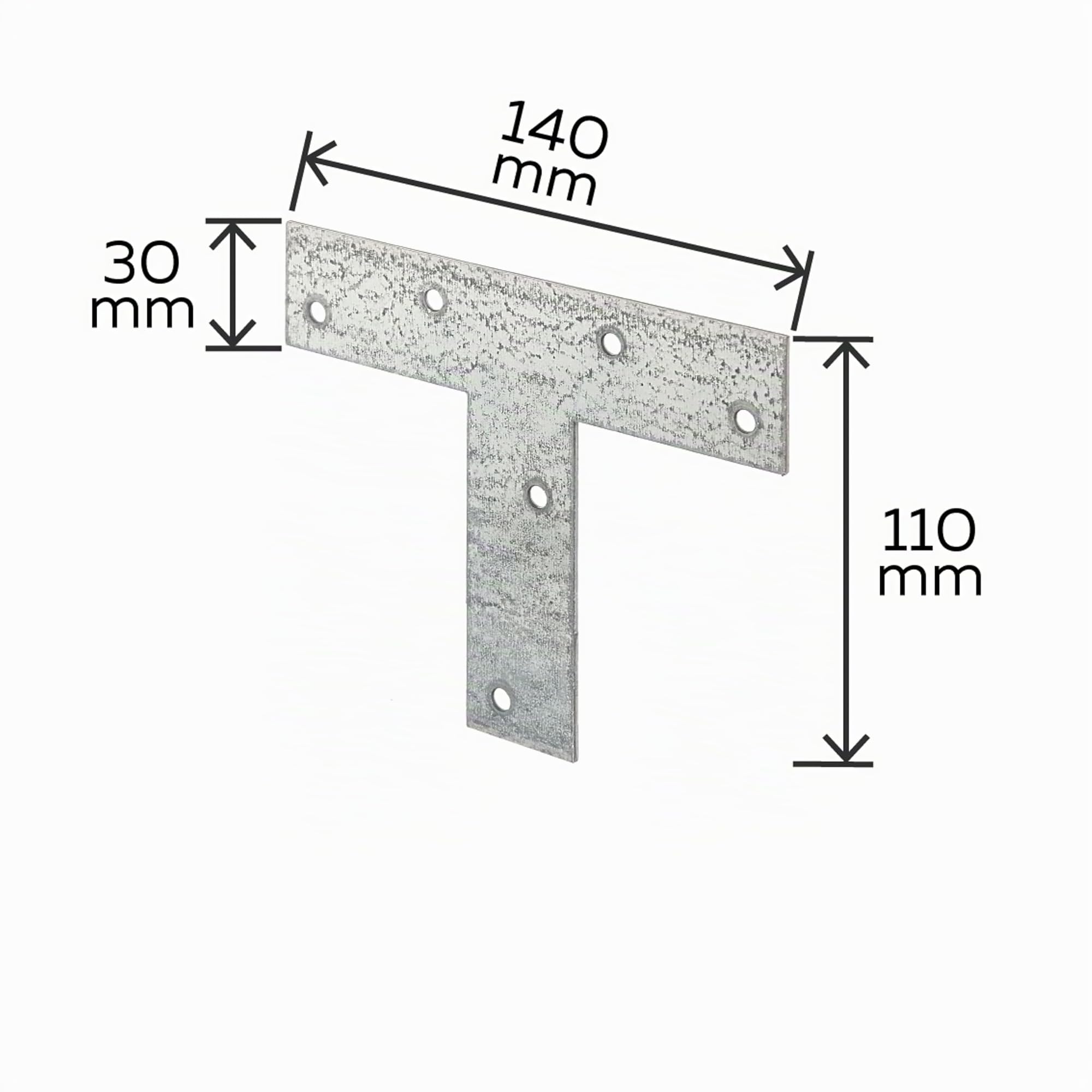 Alberts 848194 Platine d'assemblage | en forme de T | galvanisée Sendzimir | 140 x 110 x 30 mm | kit de 25