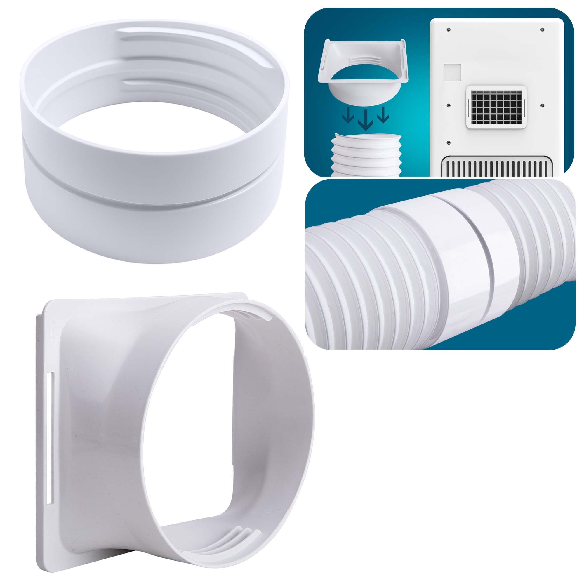 DECOHS 5.9 Inch Portable Air Conditioner Exhaust Hose Coupler Mobile Air Conditioning Accessories for AC Exhaust hose coupler Extension (White Square)