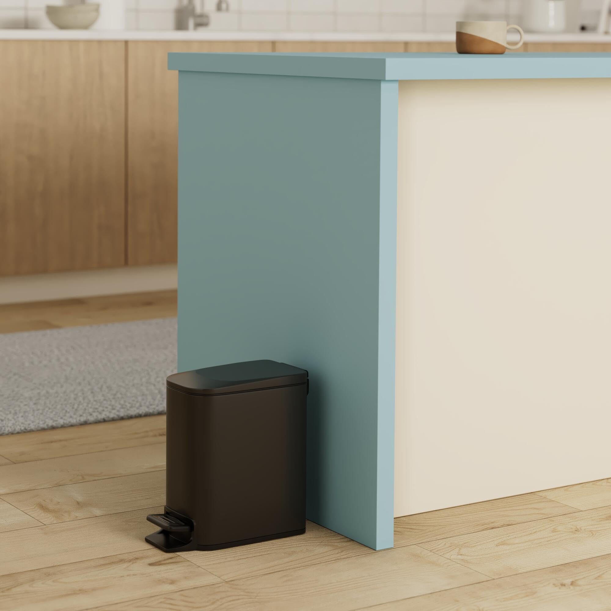 Cesun Small Bathroom Trash Can with Lid Soft Close, Step Pedal, 6 Liter / 1.6 Gallon Stainless Steel Garbage Can with Removable Inner Bucket, Anti-Fingerprint Finish (Matt Black) - 3