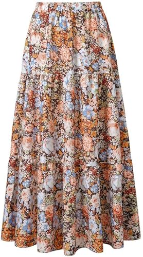 Women Pleated Summer Boho Maxi Long Skirts Casual Midi Fashion Flared Skirt Dres