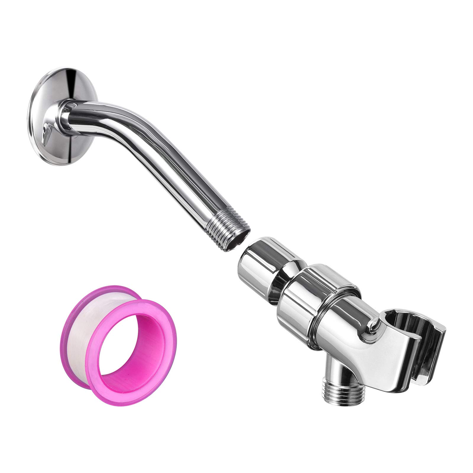 Buy 6 Inch Shower Arm with Flange in Chrome, SANTOW Adjustable Shower