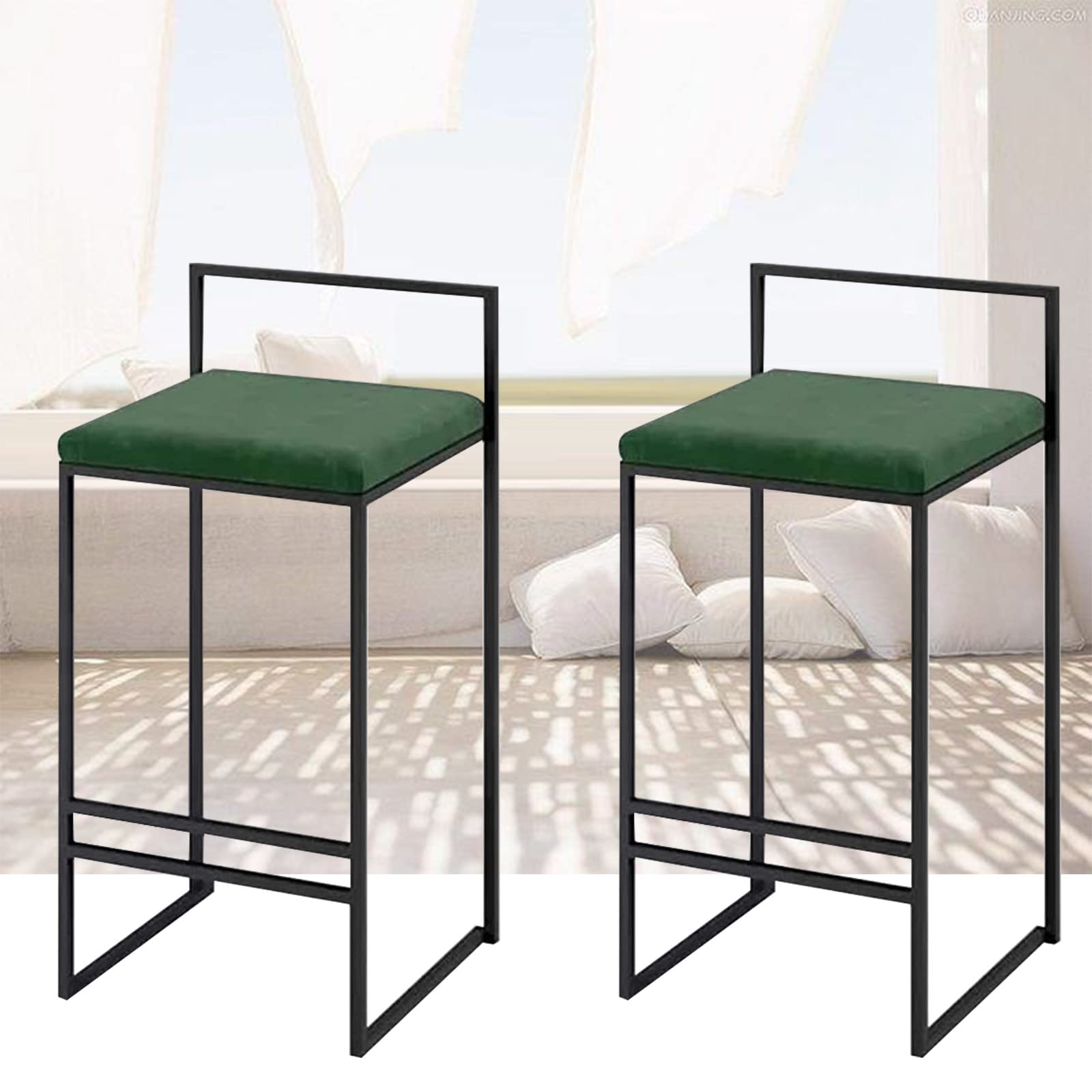 Chaises de bar métallique de style industriel pour îlot de cuisine (Lot de 2)