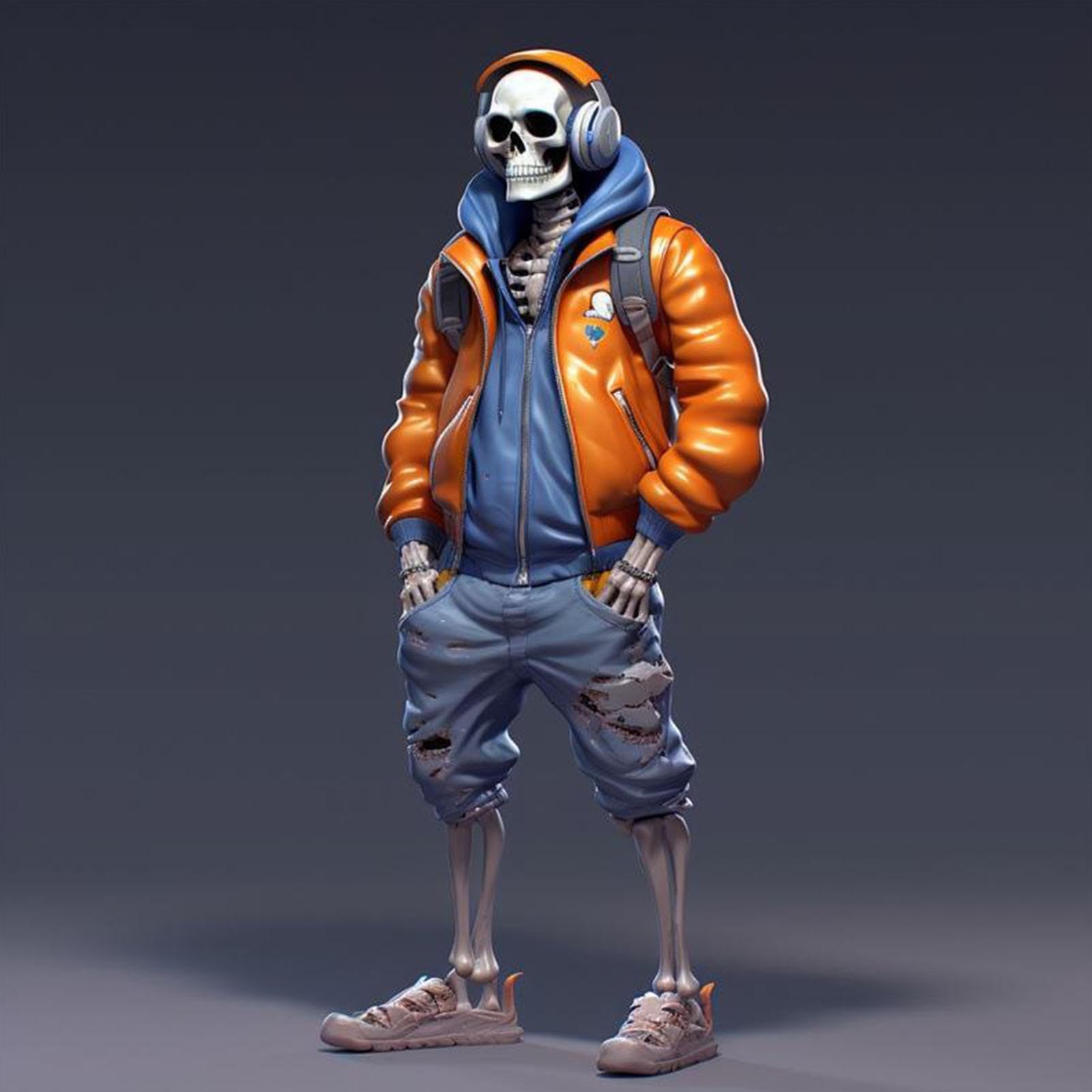 Stronrive Boys Earphone Cool Skeleton Figurines, 2023 New Resin Scary Skull Statue Decoration, Halloween Ornaments Decoration Collectibles Memorial, Funny Collectible Figurines For Home Desk Decor(Earphone)