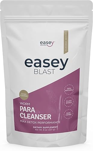 Easey Blast Para-Cleanse, suplemento de salud intestinal de 10 días con semillas de calabaza, ajenjo, nogal negro, ajo y más, 8 onzas en polvo