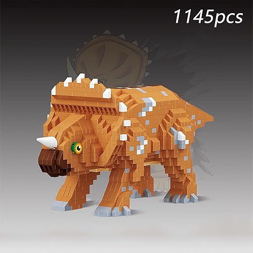 Vista 12 de Larcele Juego de dinosaurios de bloques de construcción de micro bloques de construcción, mini ladrillos de juguete de construcción 3D, 1004 piezas