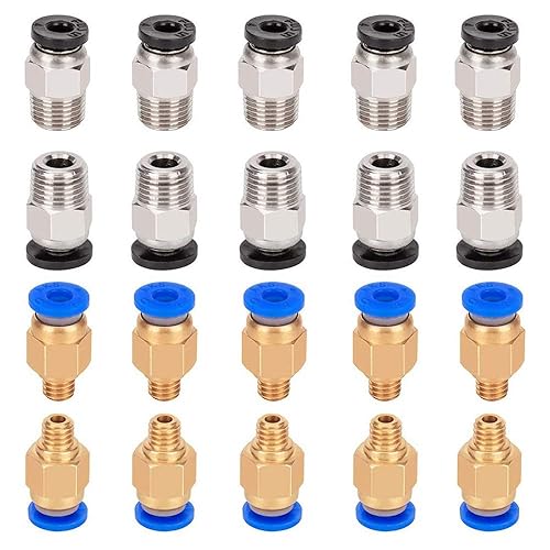 AiTrip 2 tubos (4.9 ft) + 4 accesorios PC4-M6 + 4 conectores de tubo PEFE recto macho PC4-M10 para impresora 3D filamento de 0.069 pulgadas (2 tubos