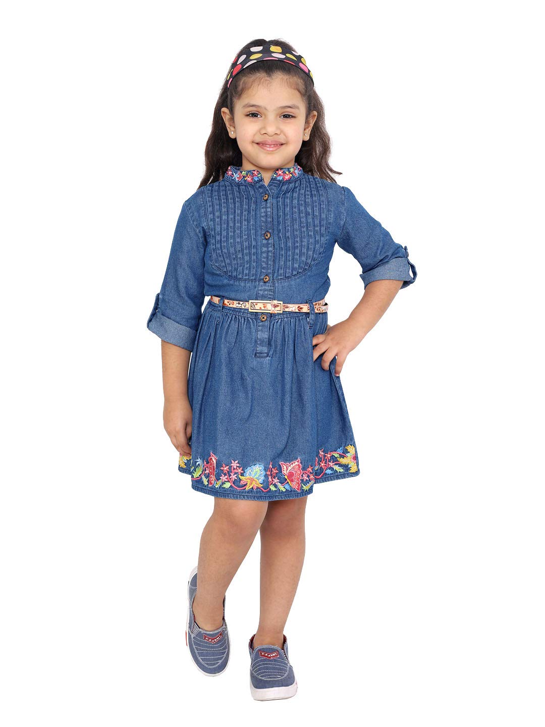 Naughty NinosGirls Blue Denim Fit and Flare Dress for 3 to 12 Years