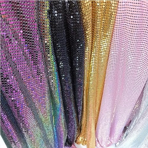 Tissu maille metallique aluminium noir 30x45cm pour couture DIY