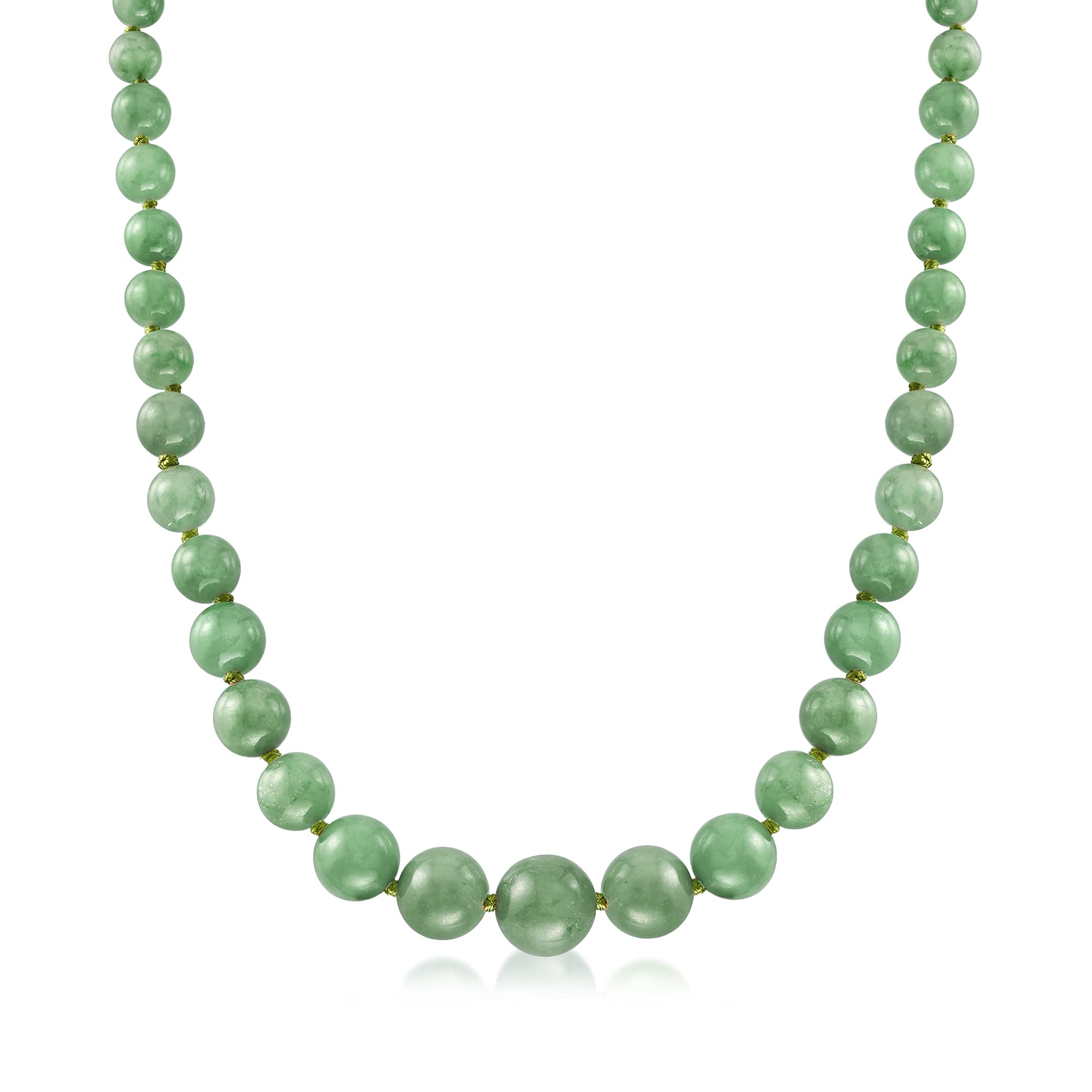 6-13mm Jade Bead Graduated Necklace With 14kt Yellow Gold