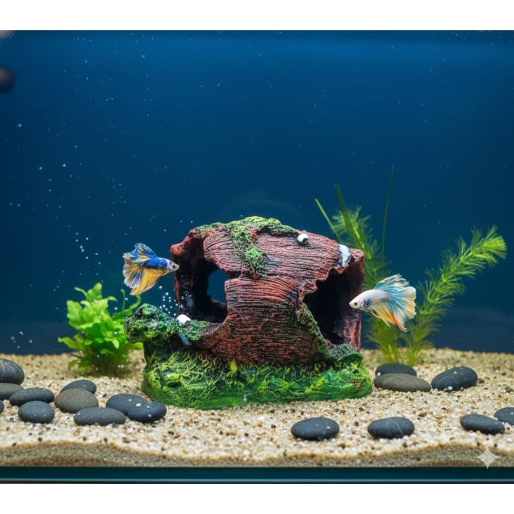 Aquarium Decoration Cave Fish Tank Decor Ornament for Aquarium Setup Fish Tank Accessories Decorative Cave Structure for Aquatic Plants Fish Hiding Space Aquarium Landscape Decor 4