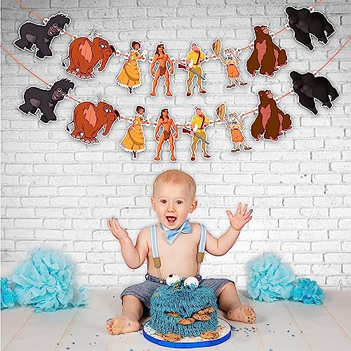 Image of Tarzn Garland Decoration - Adventure Theme Birthday Party Supplies - Cartoon Inspired Hanging Banner for Birthday, Baby Shower, Family Gatherings, Classroom Events, and Wild Party Decorations