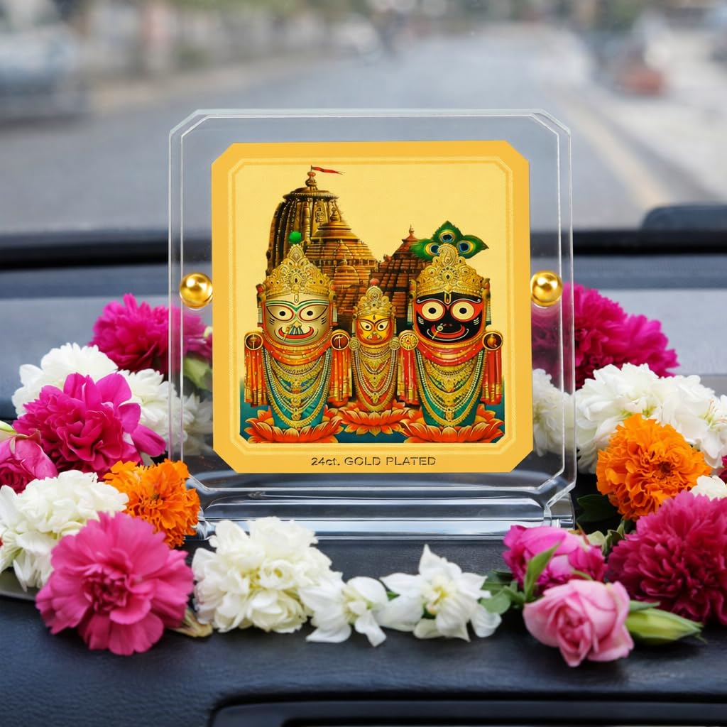 Sapphire Creations - Car Dashboard Decoration Items | 24 Carat Gold Plated Foil God Idol with Premium Acrylic Base | Elegant Car Interior Accessory | Gift for Car Owners (JAGANNATH JI, 6cm X 5.8cm)-image-17