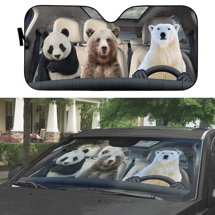 Pare-soleil voiture universelle motif famille ours au volant