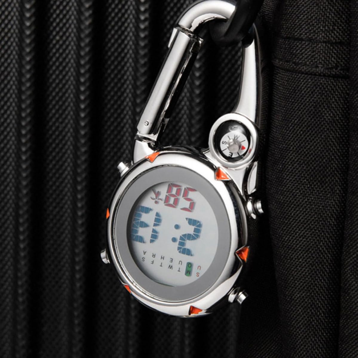 Cabilock 2 Piezas Reloj de Bolsillo Digital Clip, Reloj Hebilla, Acero Inoxidable, Función Luminosa, Portátil, Pila Botón Incluida, para Actividades al Aire Libre y Aventura