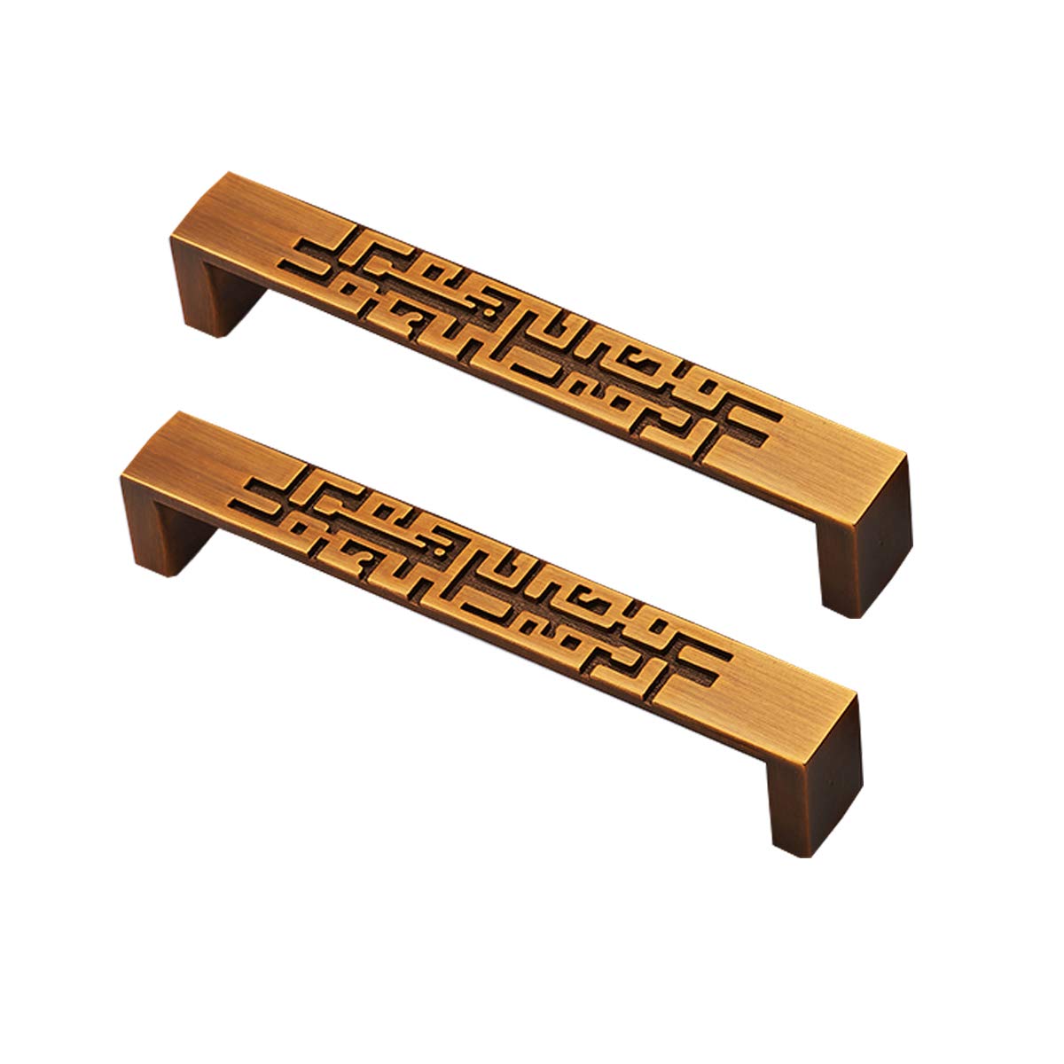 Wushadehans Retro Coffee Antique Brass Cabinet Drawer Handles 2Pcs Chinese Style Zinc Alloy For Kitchen Furniture Medicine Cabinet Hardware(,Hole Distance 128Mm)