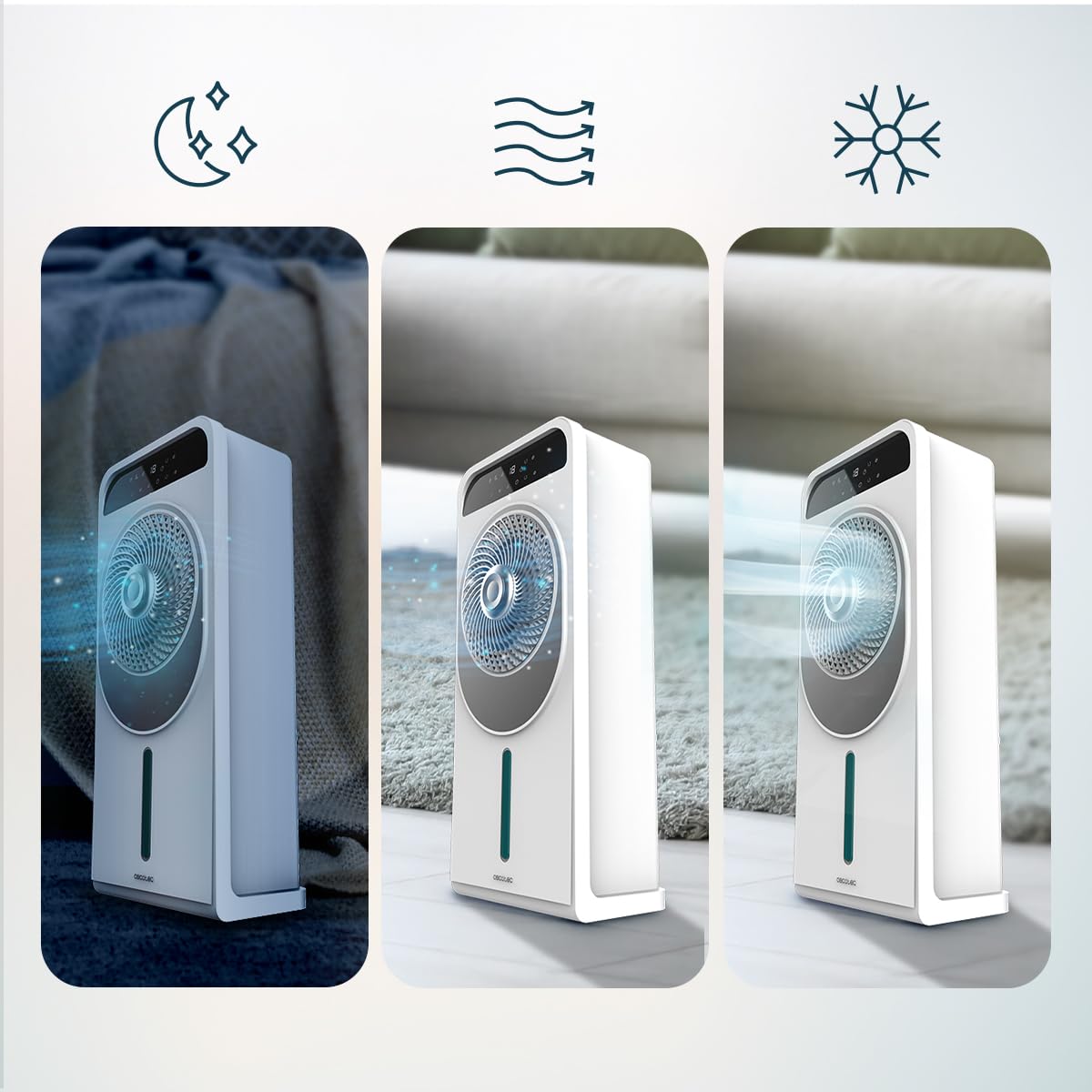 Cecotec - Verdunstungskühler mit EnergySilence 5000 Cool Wave Fernsteuerung 28W, DC Motor, 5L Tank, LED Display, Touch Control, 12 Geschwindigkeiten, 9h Timer, 360º Oszillation