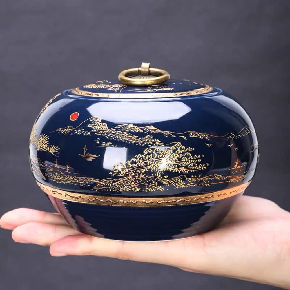 Kawa Pieczęcie Pieczęci Słoik Słoik słoik z fasolą kawy Słoik 12.1 cm Wzór krajobrazu herbata caddy ceramiczna herbata słoik domowy pudełko na herbatę do przechowywania