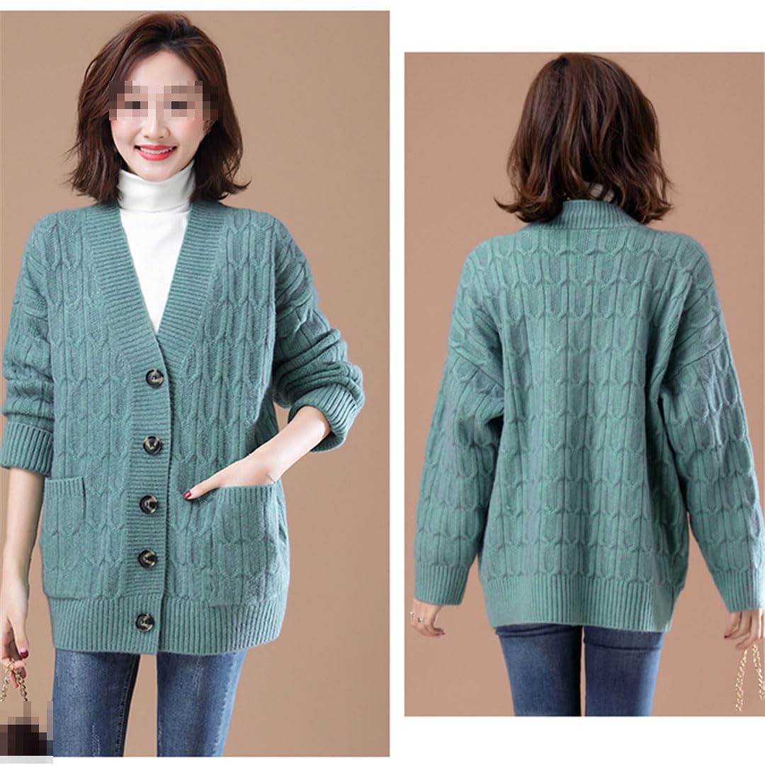 Vogrtcc Cárdigan con Frente Abierto para Mujer, Suéter con Botones, Cárdigan De Longitud Media, Chaqueta De Punto, Abrigo