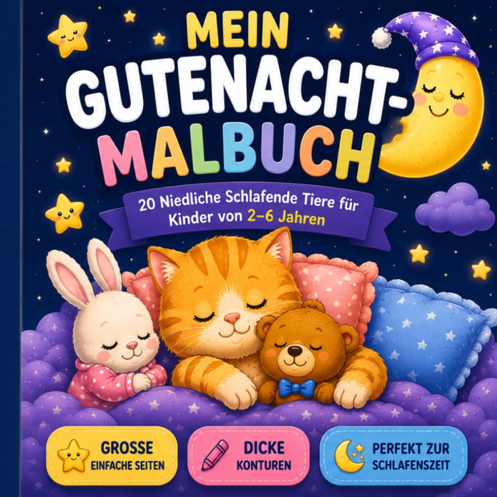 Mein Gute-Nacht-Malbuch: Süße Träume und Gemütliche Nächte (Cozy Coloring Adventures)