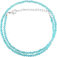 Vista 14 de Collar de choker de piedras preciosas naturales ZEMBIENCE, cuentas redondas facetas, joyería bañada en plata, cristales curativos, cumpleaños, hecha