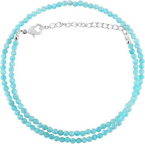 Miniatura 40 de Gargantilla de piedras preciosas naturales, cuentas redondas facetadas, joyería chapada en plata, cristales curativos, cumpleaños, hecho a mano