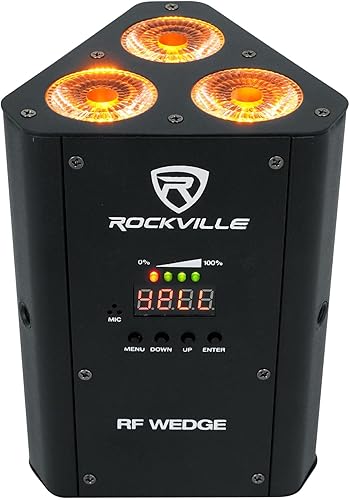 Miniatura 9 de 8 Rockville RF Wedge Black RGBWA+UV Batería inalámbrica DMX DJ Up Lights+RF Remotes