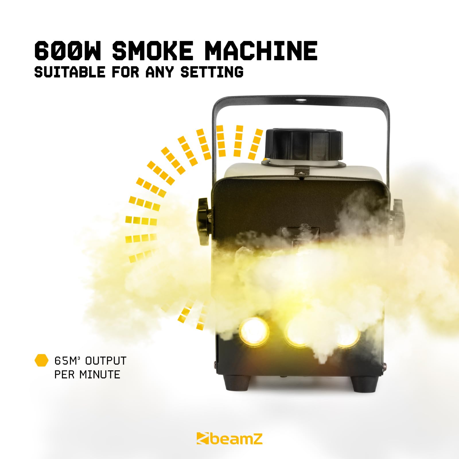 BeamZ RAGE600LED - Máquina de humo con DMX para fiestas y eventos | Máquina de calidad, funcionamiento silencioso y continuo, gran capacidad de niebla, perfecto para conciertos y espectáculos