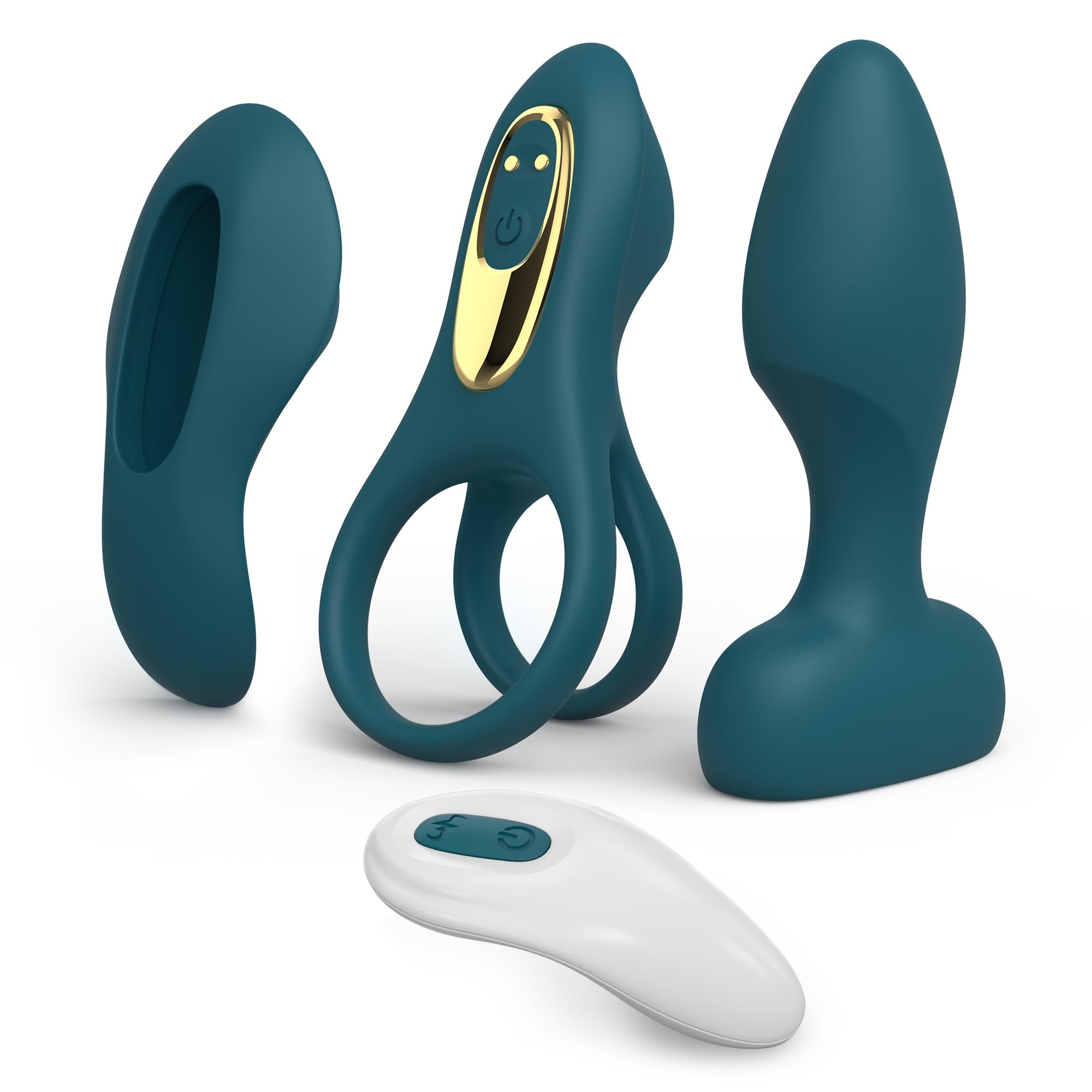 El kit vibrador para parejas Tracy's Dog incluye un anillo vibrador para el pene, un vibrador para bragas y un tapón anal con bala recargable extraíble. Juego de juguetes sexuales para adultos con control remoto para mujeres y parejas.