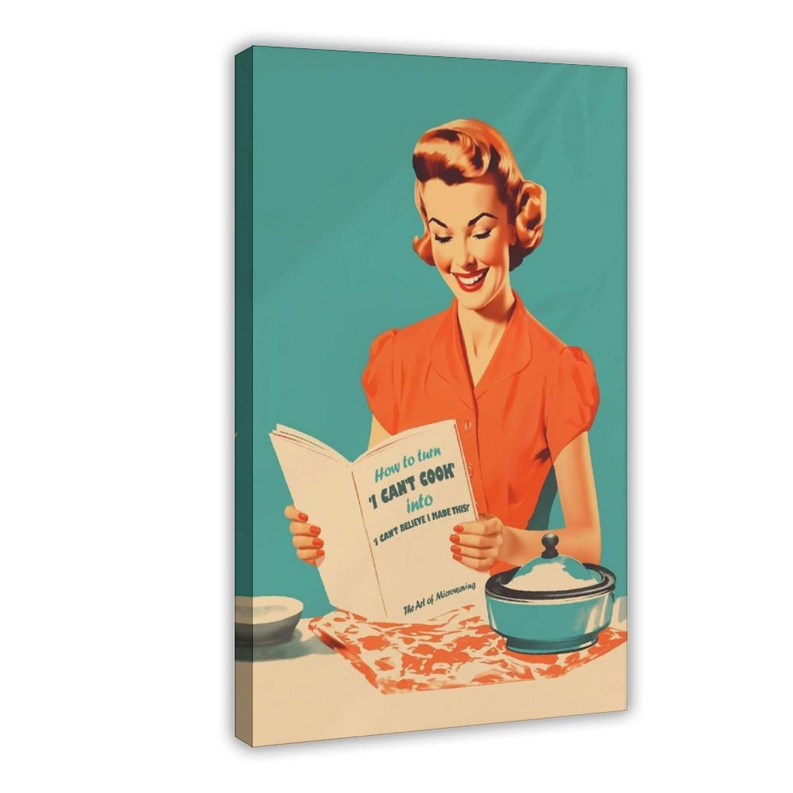 Leinwandposter im Retro-Stil der 50er-60er-Jahre, Motiv: Can't Cook auf Leinwand, Schlafzimmer, Landschaft, Büro, Raumdekoration, Geschenk, 60 x 90 cm