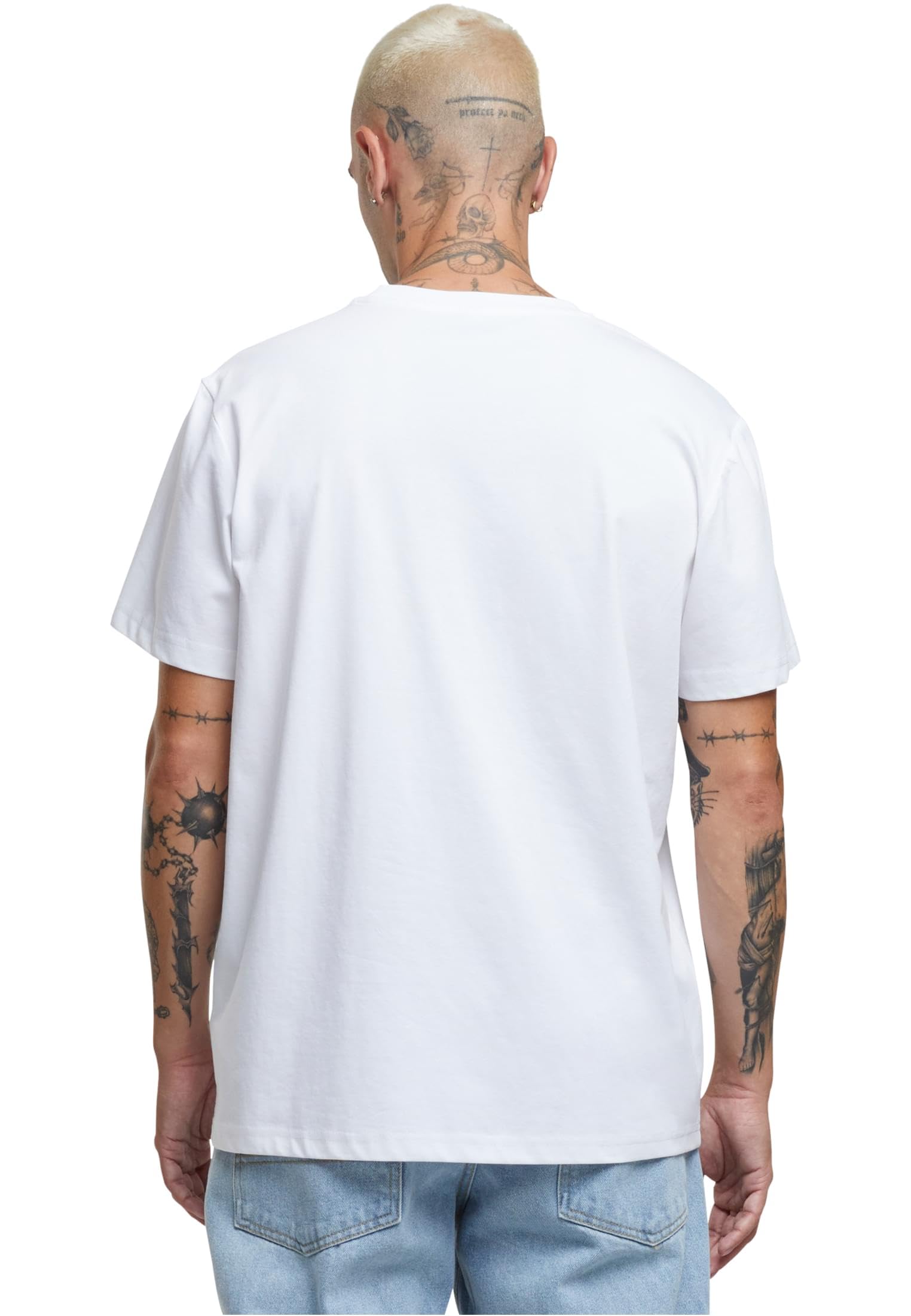 Build Your Brand Męski T-shirt bez kołnierza, biały, S, biały, S