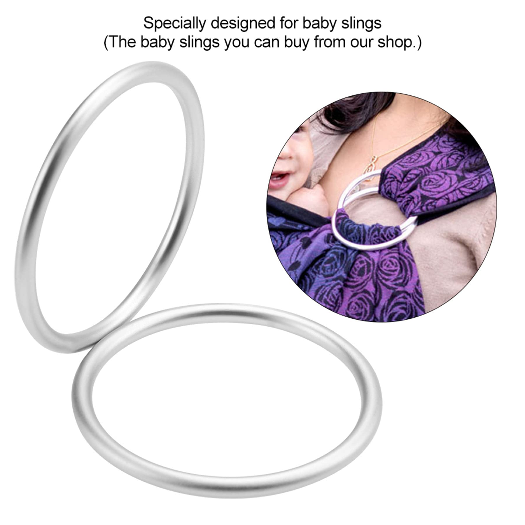 Anillos de aluminio para eslingas para bebés, Portabrazos transpirables Correa transportadora Anillo de algodón Asiento para para niños pequeños recién nacidos (8.7cm)