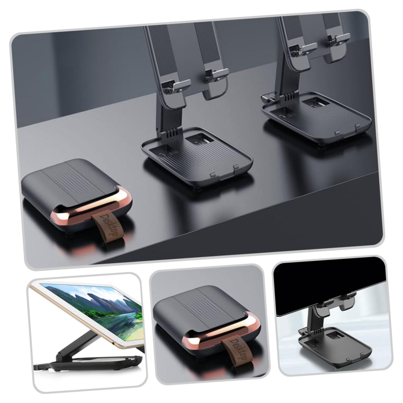 Supporto Telefono da Scrivania Pieghevole Regolabile in Altezza e Angolo Stabile per Camera Compatibile con Smartphone e Tablet
