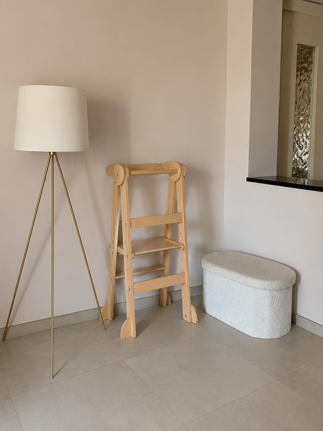 Torre di Apprendimento Pieghevole in Legno per Bambini stile Montessori