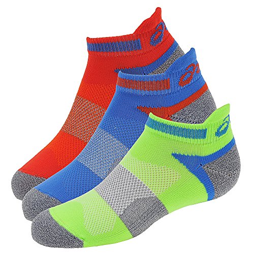 ASICS Youth Quick Lyte Cushion Low Cut Sock (Pack of 3), Medium, Fiery Red Assorted