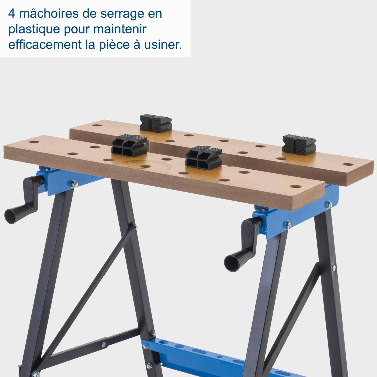 Scheppach Etabli et Table de Serrage Pliable WB150 - Charge maximale 150 kg - Hauteur de Travail 793 mm - Largeur de Serrage 0-245 mm - 4 mâchoires de Serrage