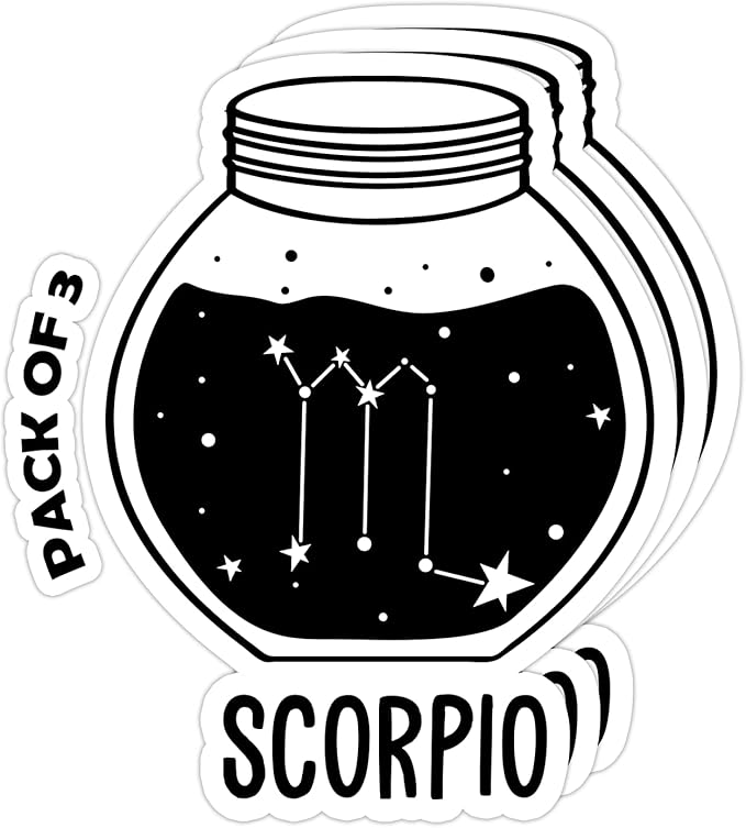 SmittyGFX Scorpio Zodiac Sign Astrology Sticker, 3PCS Laptop Water Bottle Tumbler Car Truck Bumper Helmet Tablet Phone Gift Wall Window Sticker (Glossy White, 2 Inches (Small))