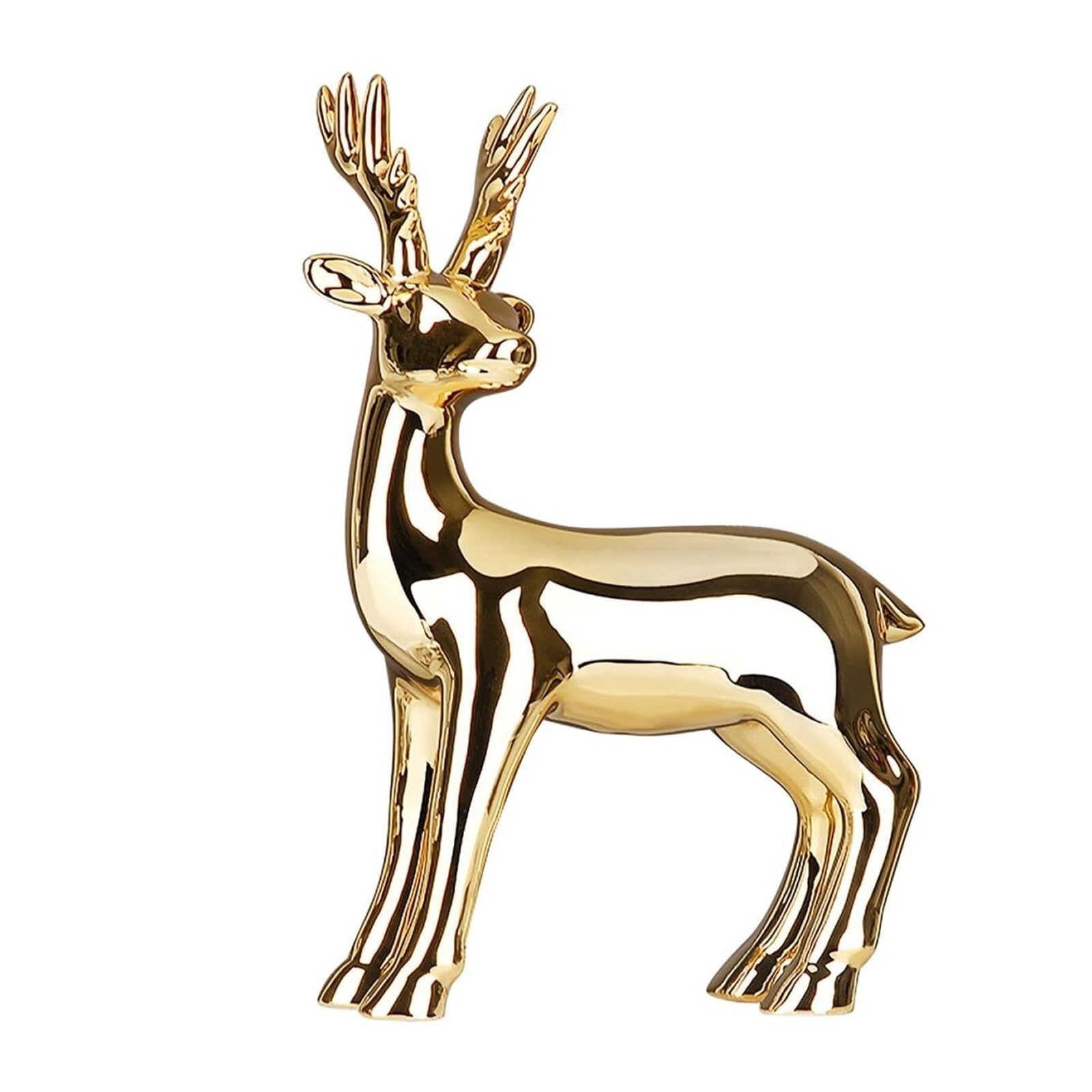 Regalos para Mujeres Estatuilla de Ciervo cerámica, Escultura Animal galvanizada, Arte Decorativo Decoración para estanterías