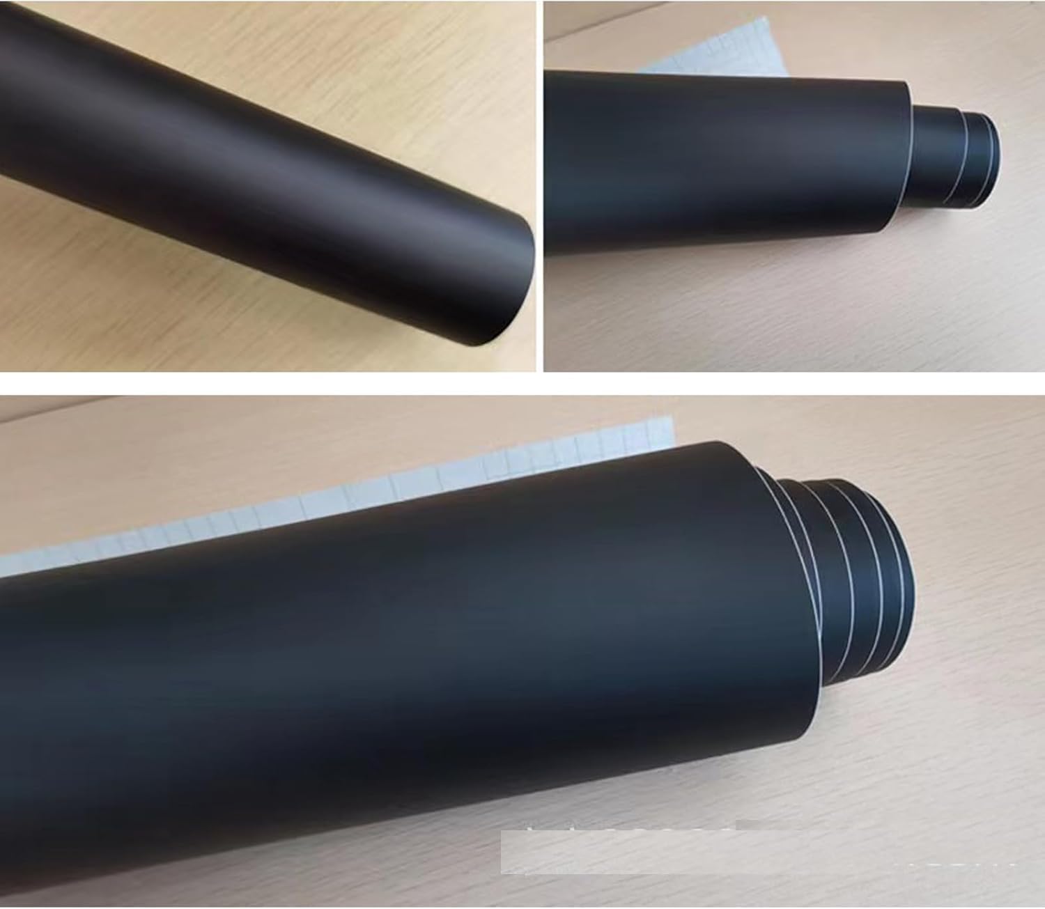 TUIPATE 150cm x 30cm Vinyl Car Wrap Roll, Vehicle Wrap Vinyl Sticker, Self-Adhesive Bubble Free Air Release Stretchable Waterproof Car Sticker for Car Decor, Laptops (Matte Black) — view 5