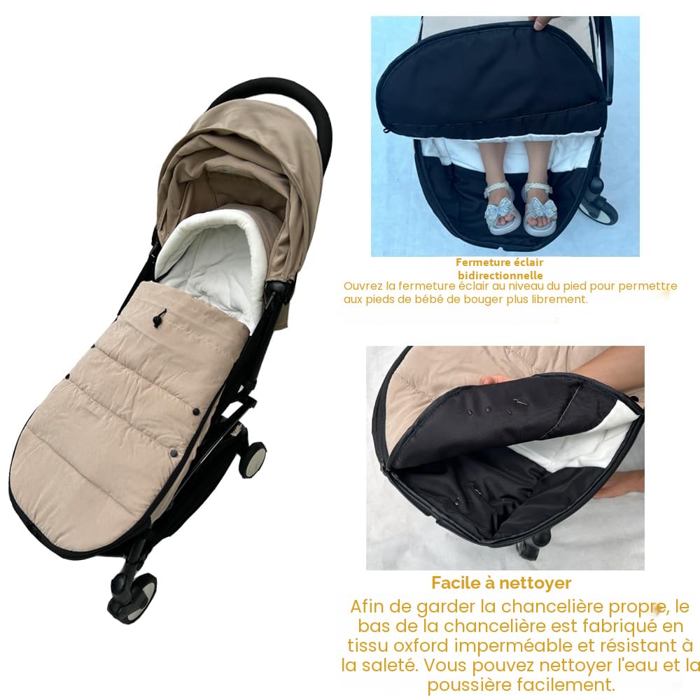 Chancelière Universelle pour Poussette - Compatible avec Babyzen YOYO/YOYO2, Stokke YOYO3 et Bugaboo, Tissu Anti-Vent et Isolant, Nettoyage Facile (Beige)