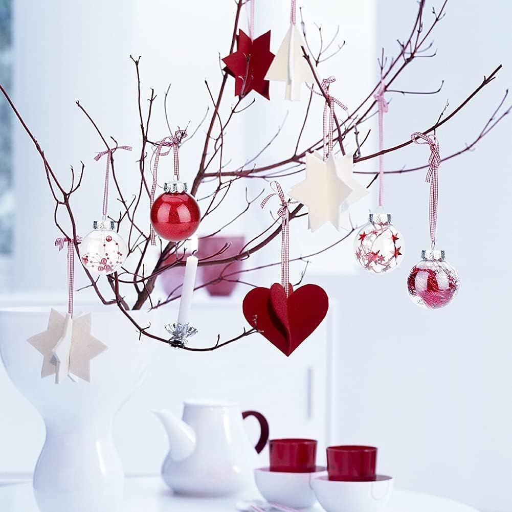 24 Piezas de 6 cm Bola Colgante de Navidad decoración del árbol de Navidad Juego Festivo decoración de Fiesta Colgante (Rojo)
