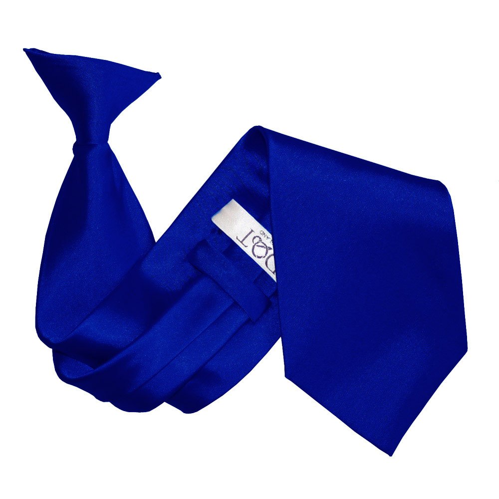 Dqt Men's Royal Blue Plain Satin Clip-On Tie - Pre-Tied Necktie For Wedding, Business, Uniform, Security & Formal