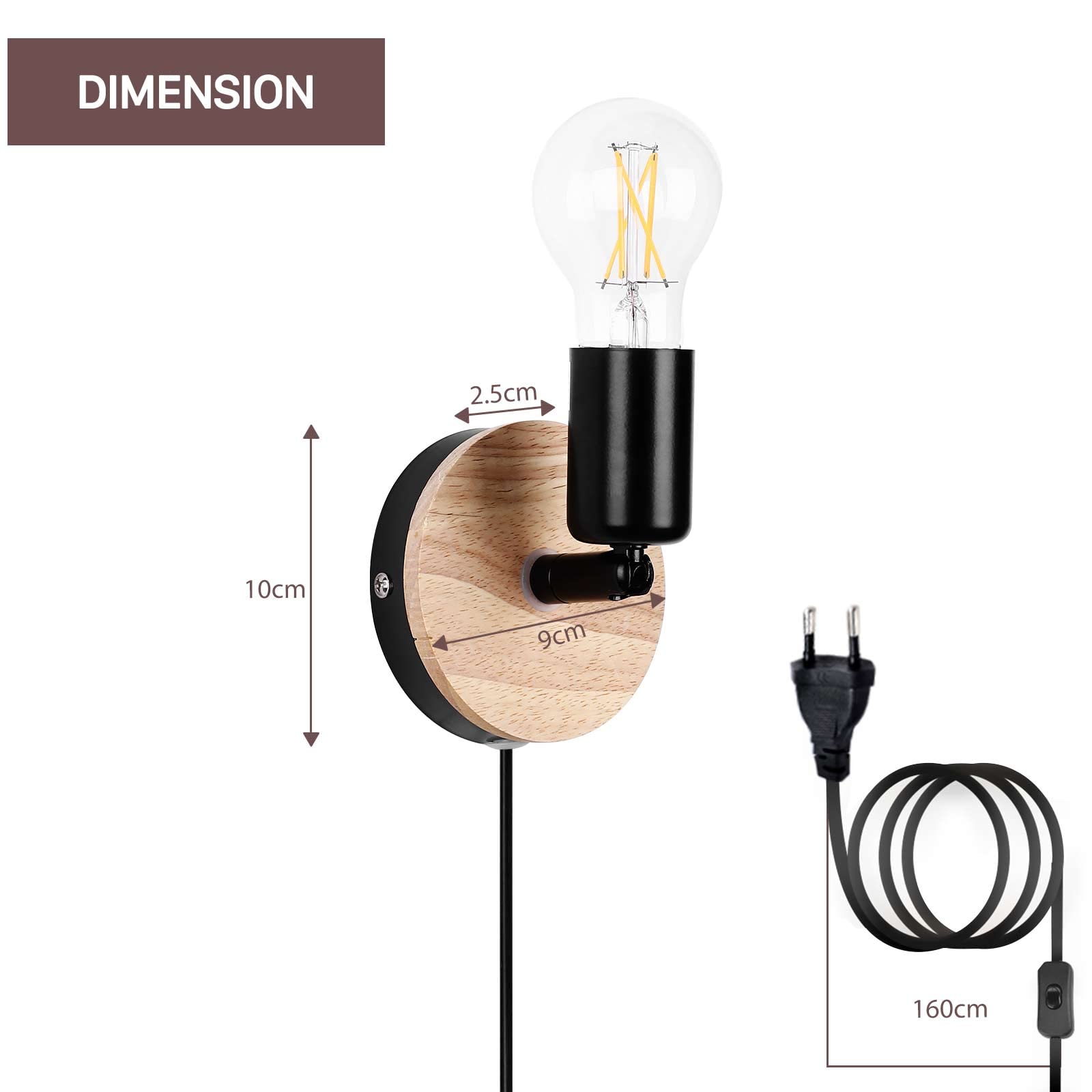 Phansthy Applique Murale Avec Interrupteur Rétro Industriel 3 Lumières