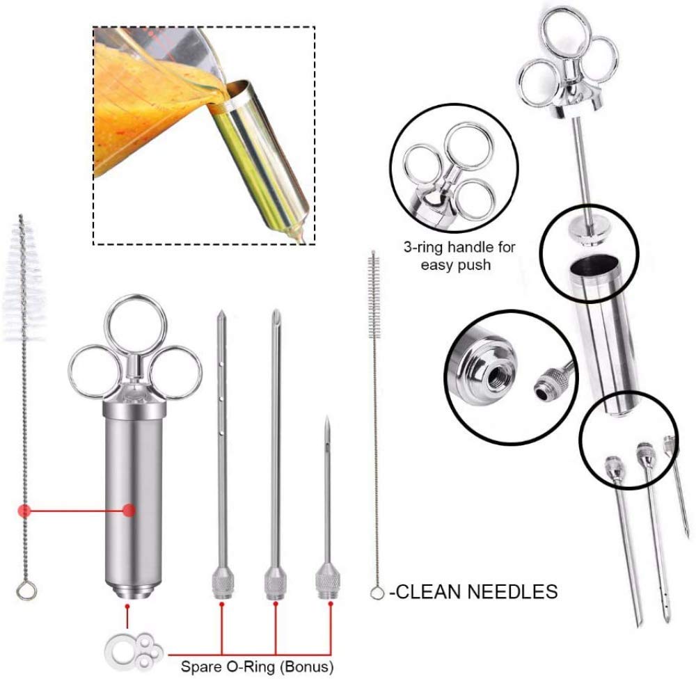 Siringa Per Carne Siringa Per Pollame Marinata Aroma Siringa Per Carne Siringa Per Condimento Kit Per Griglia Utensile Da Cucina 3 Pin