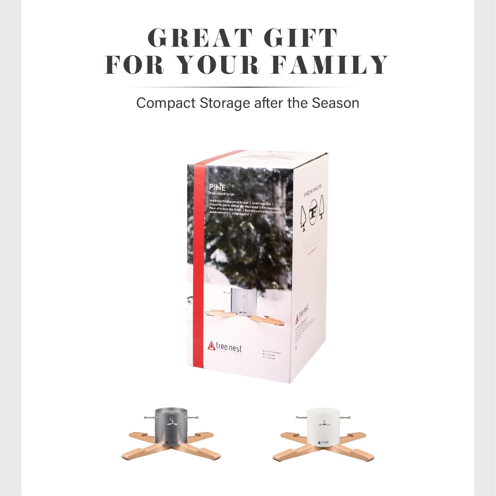Tree Nest Weihnachtsbaumständer Christbaumständer Baumständer Weihnachtsbaum Standfuß Ständer mit Wassertank für Große Bäume - Pine Christmas Tree Stand für Bäume bis 3m, 5-13cm Stamm Weiß