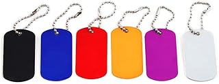 (6 Pack) Aluminum Dog Tag Military GI Blank Key Chain