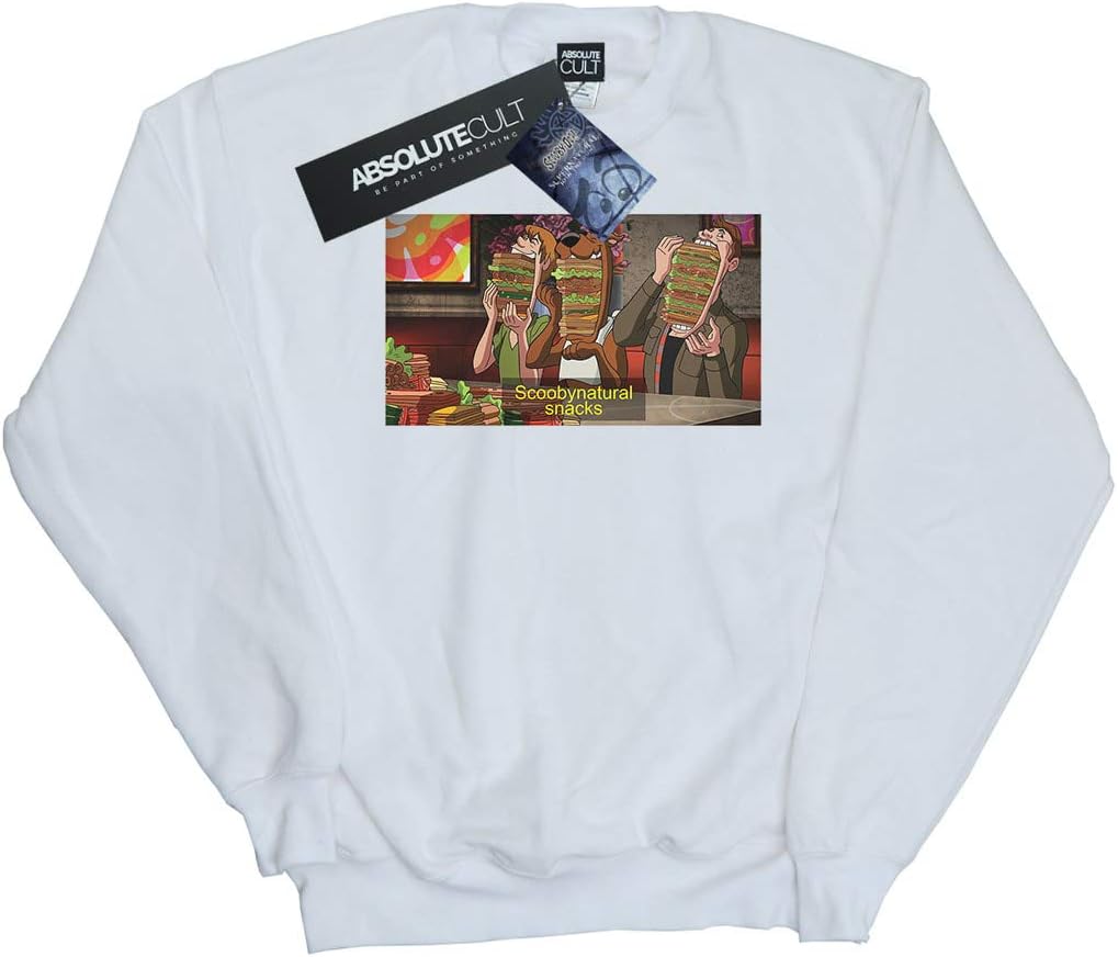 ABSOLUTECULT Scoobynatural Boys Supernatural Snacks Sweatshirt White 9-11 Years