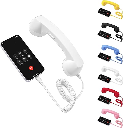 Auricular retro para teléfono tipo C, teléfono retro con cable con micrófono y altavoz, receptor de teléfono clásico para teléfono celular