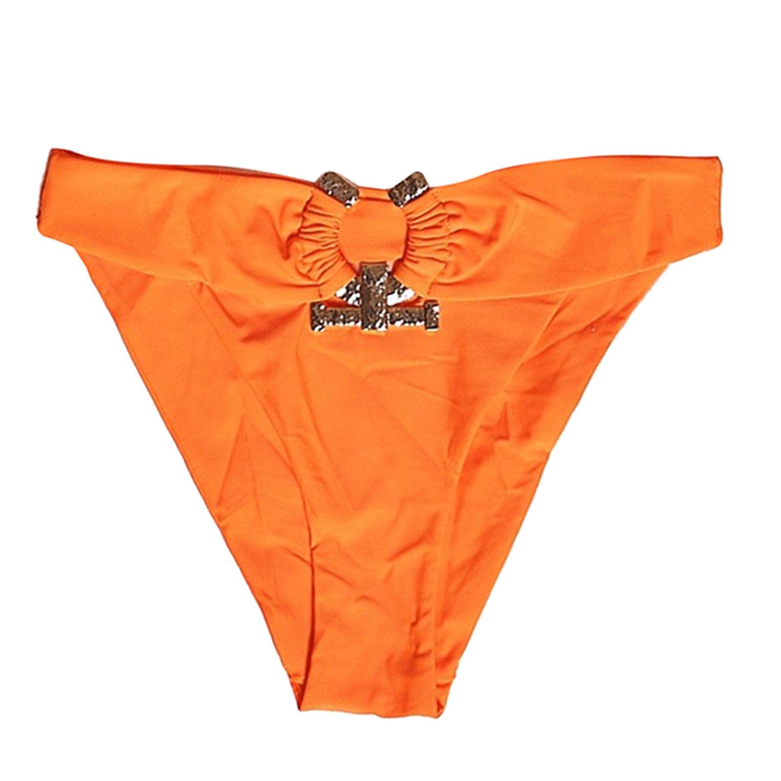 Womens Bikini Set Padded Cup Bandeau Swimwear Party Bathing Suit Orange M-image-10