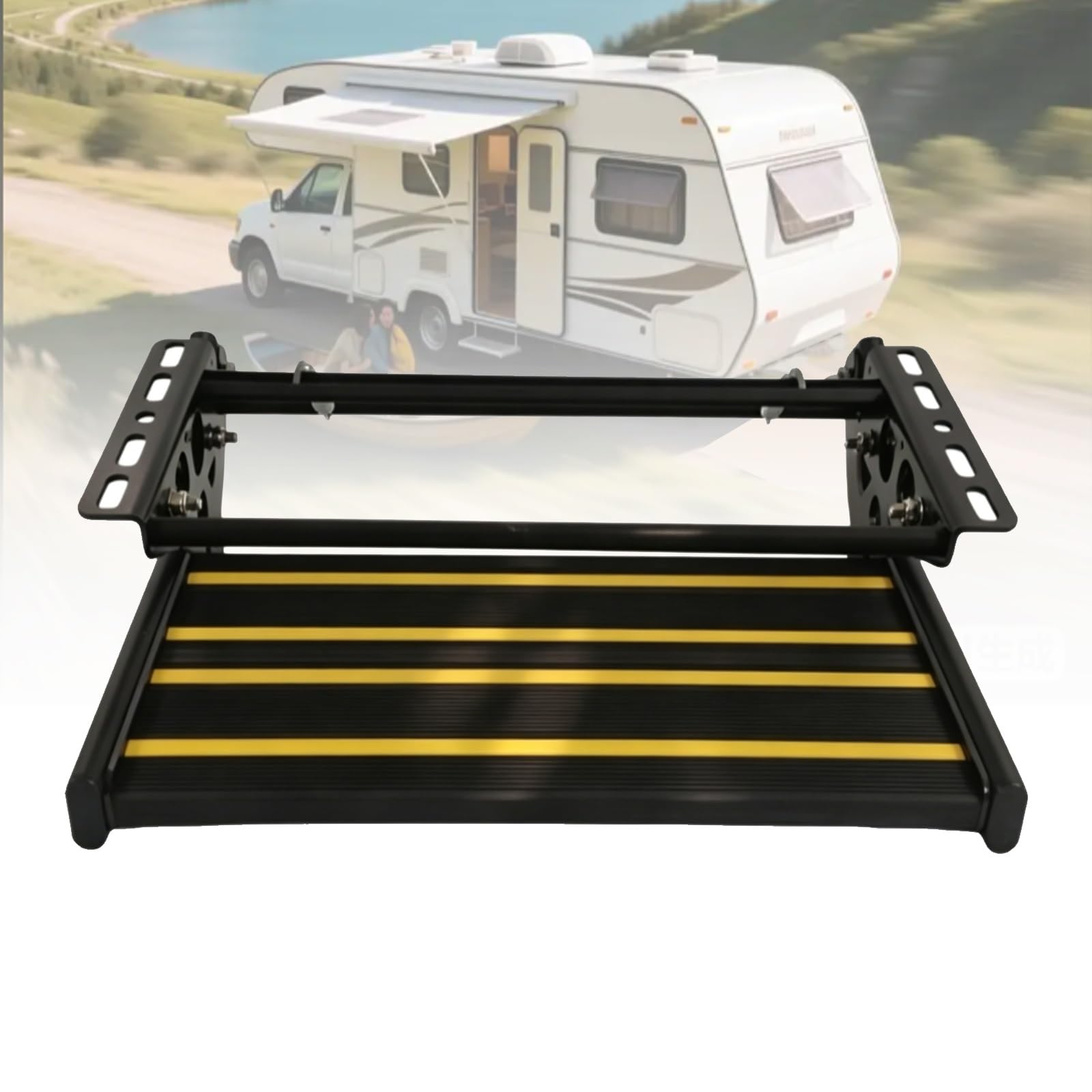 Escalón plegable para caravana, antideslizante, escalón de una sola capa con capacidad de carga de 200 kg, 501 mm de altura, 3 opciones de instalación para caravana, furgoneta, remolque de viaje